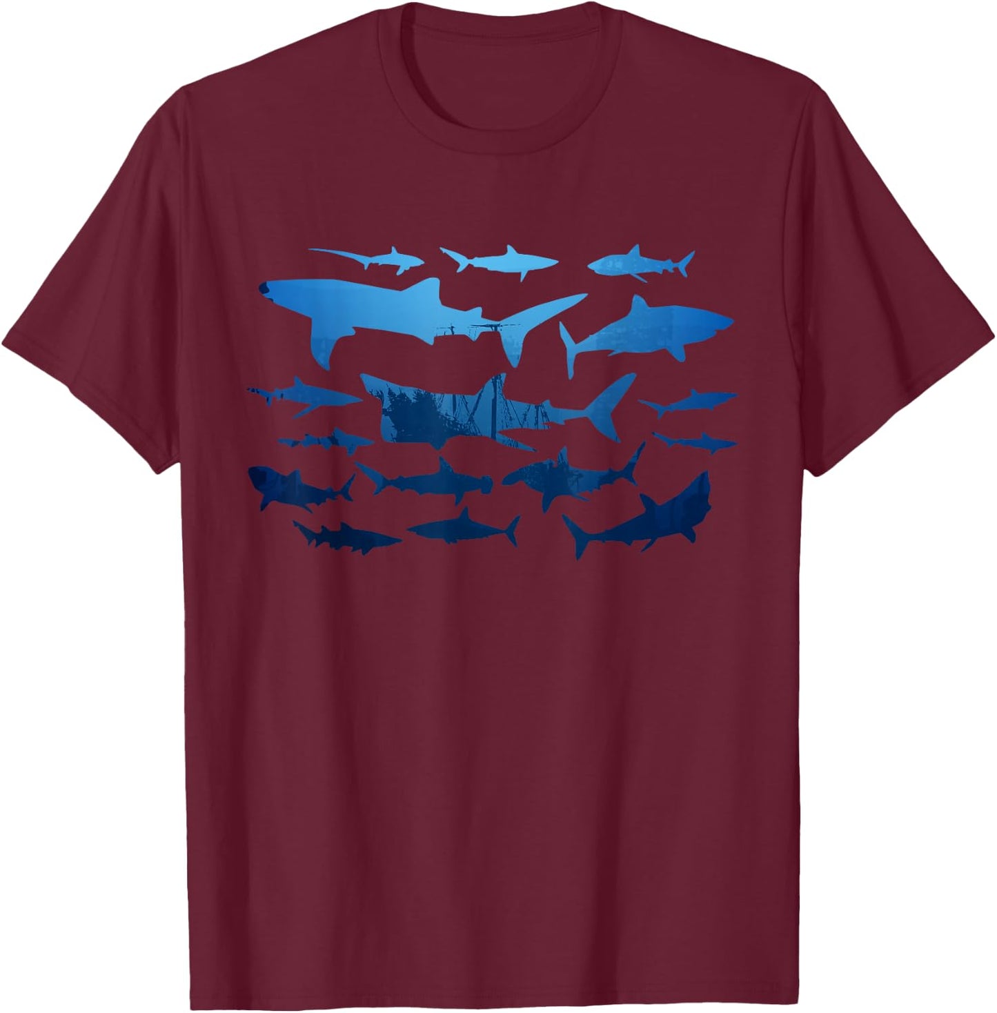 Artistic Shark (Sunken Ship) T-Shirt - T-Shirt | Maroon