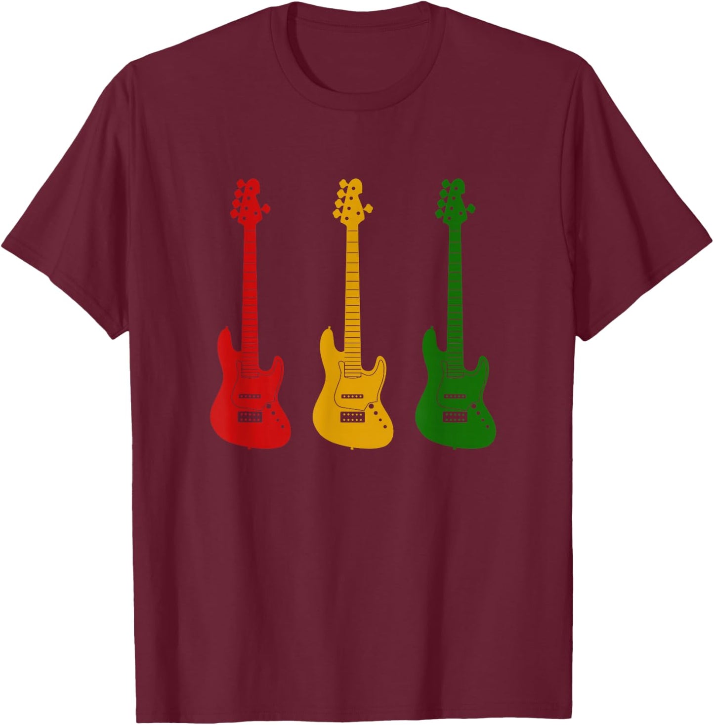 HABB T's Rastafarian Rasta Guitar for Reggae Lovers T-Shirt - T-Shirt | Maroon