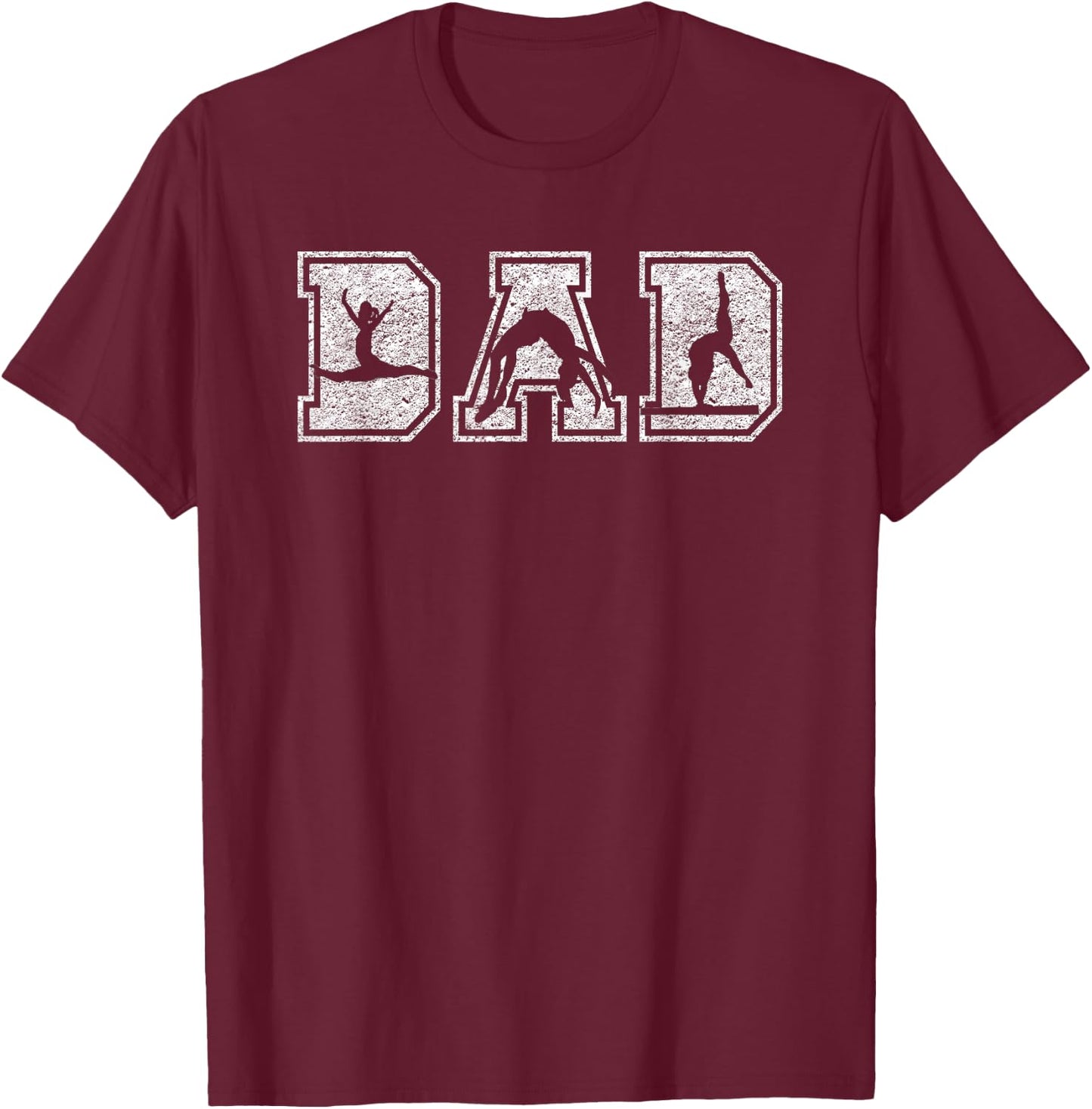 Gymnastics Dad Funny Fathers Day Distressed T-Shirt - T-Shirt | Maroon