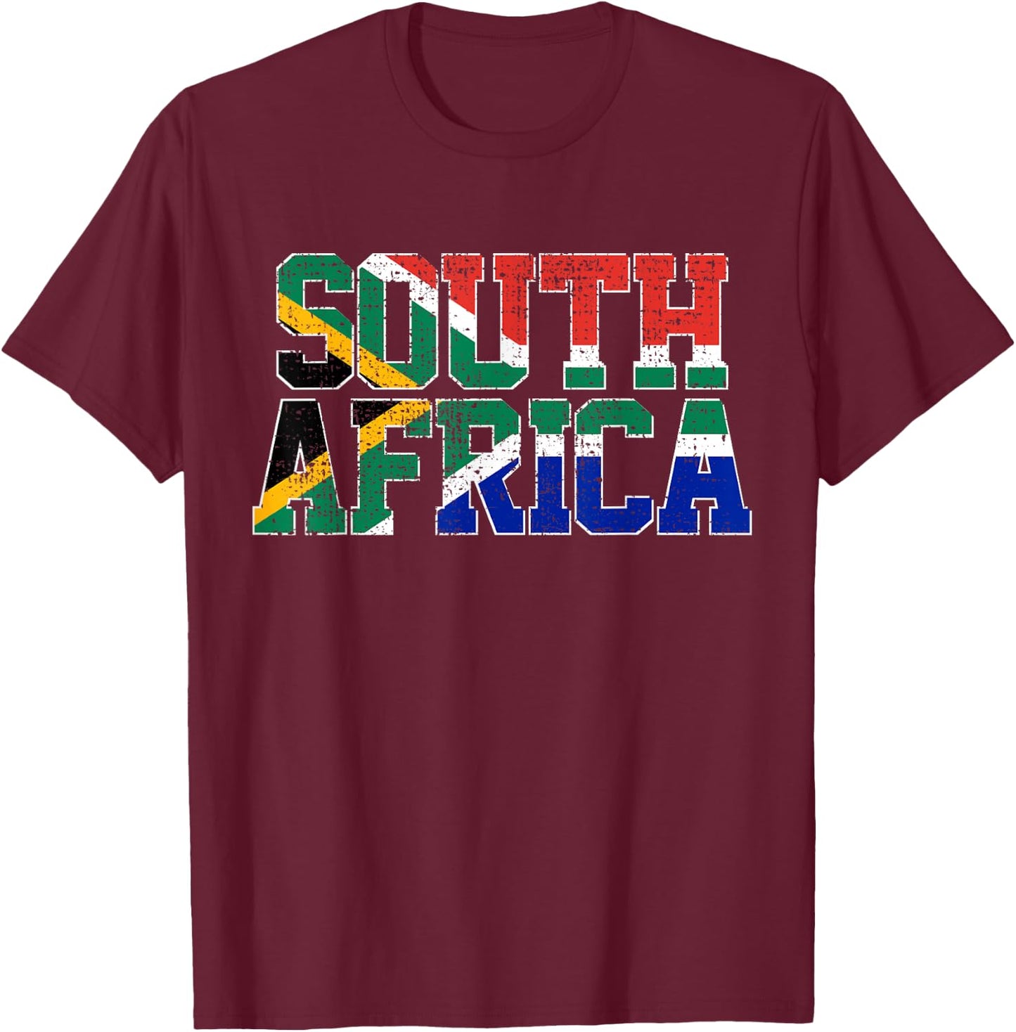 South Africa National Flag African Gift T-Shirt - T-Shirt | Maroon