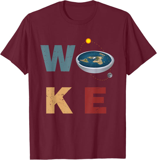 Woke T Earth Flat Society Planet Women T-Shirt - T-Shirt | Maroon