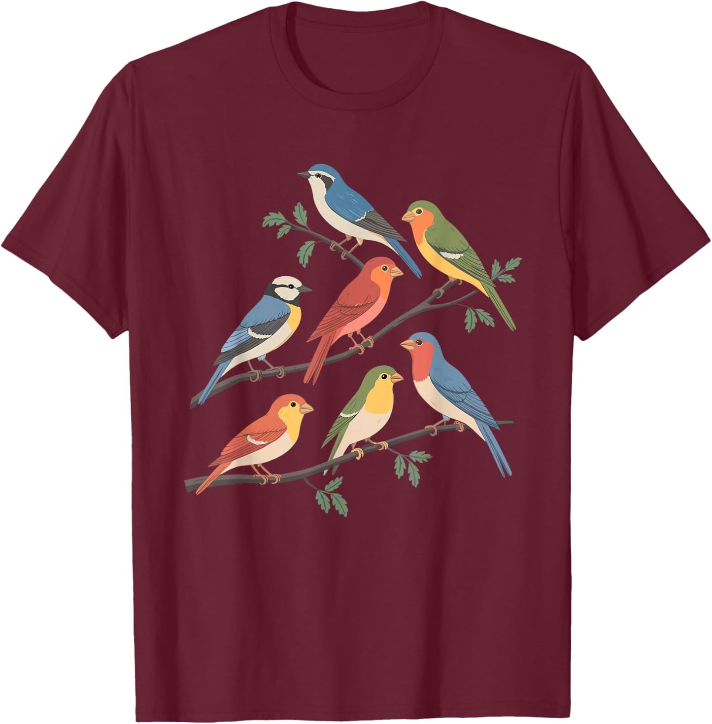 Bird Watching on a tree Bird Lover Shirts All Ages Black Small Short Sleeve T-Shirt - T-Shirt | Maroon