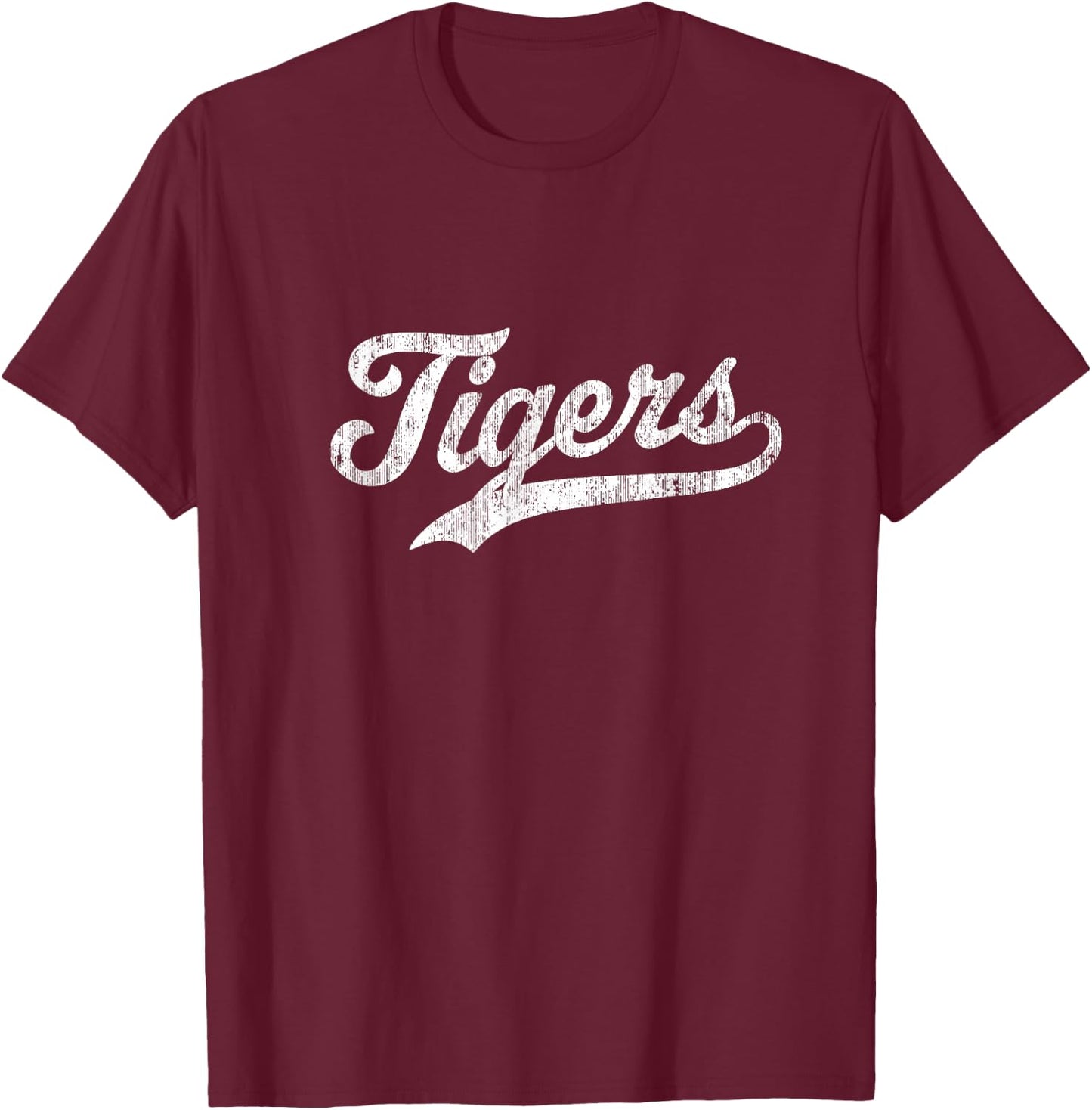 Tigers Mascot T Shirt Vintage Sports Name Design T-Shirt - T-Shirt | Maroon