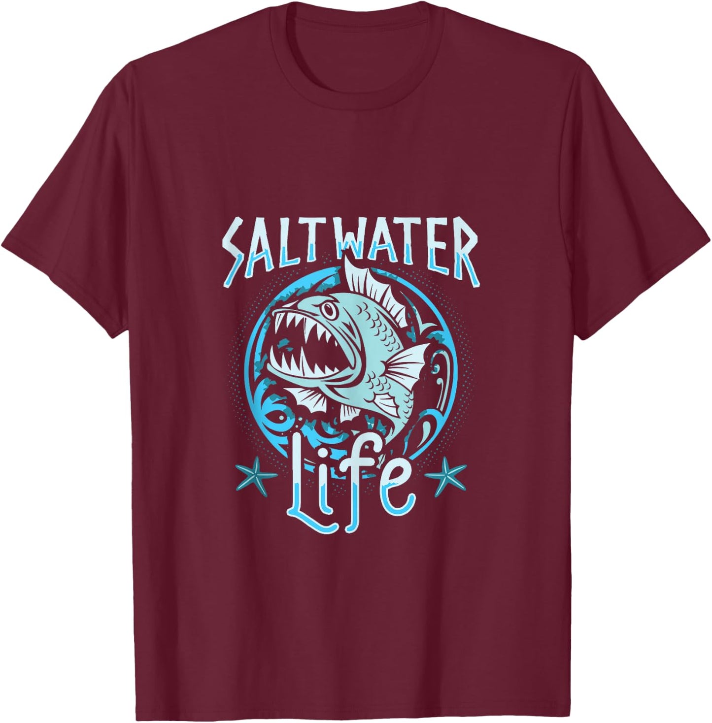Saltwater Life Fishing T-Shirt - T-Shirt | Maroon