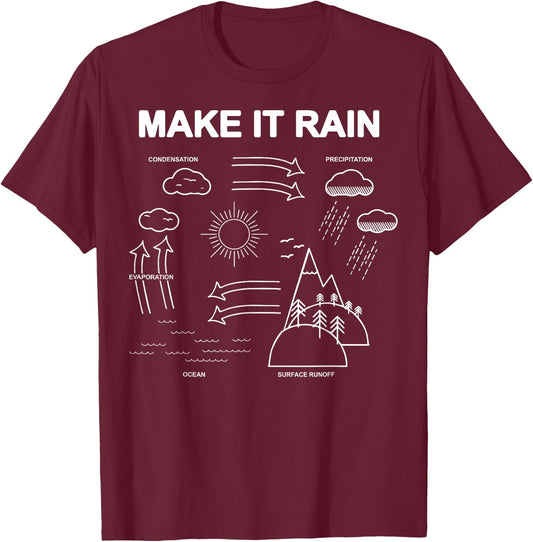 Make It Rain Cycle Process Sketch T-Shirt - T-Shirt | Maroon