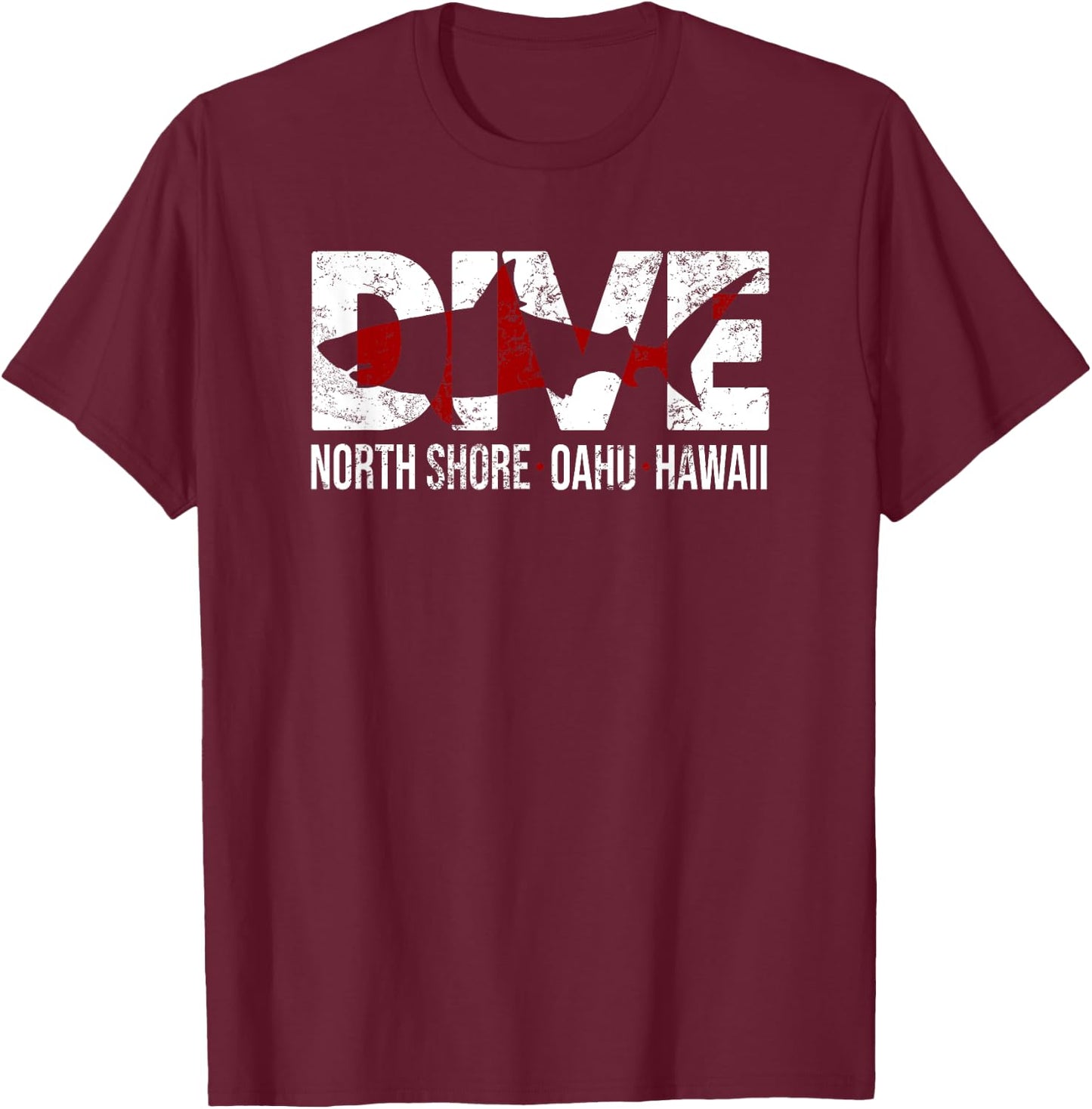 SHARK DIVE Hawaii North Shore SCUBA DIVING T-Shirt - T-Shirt | Maroon