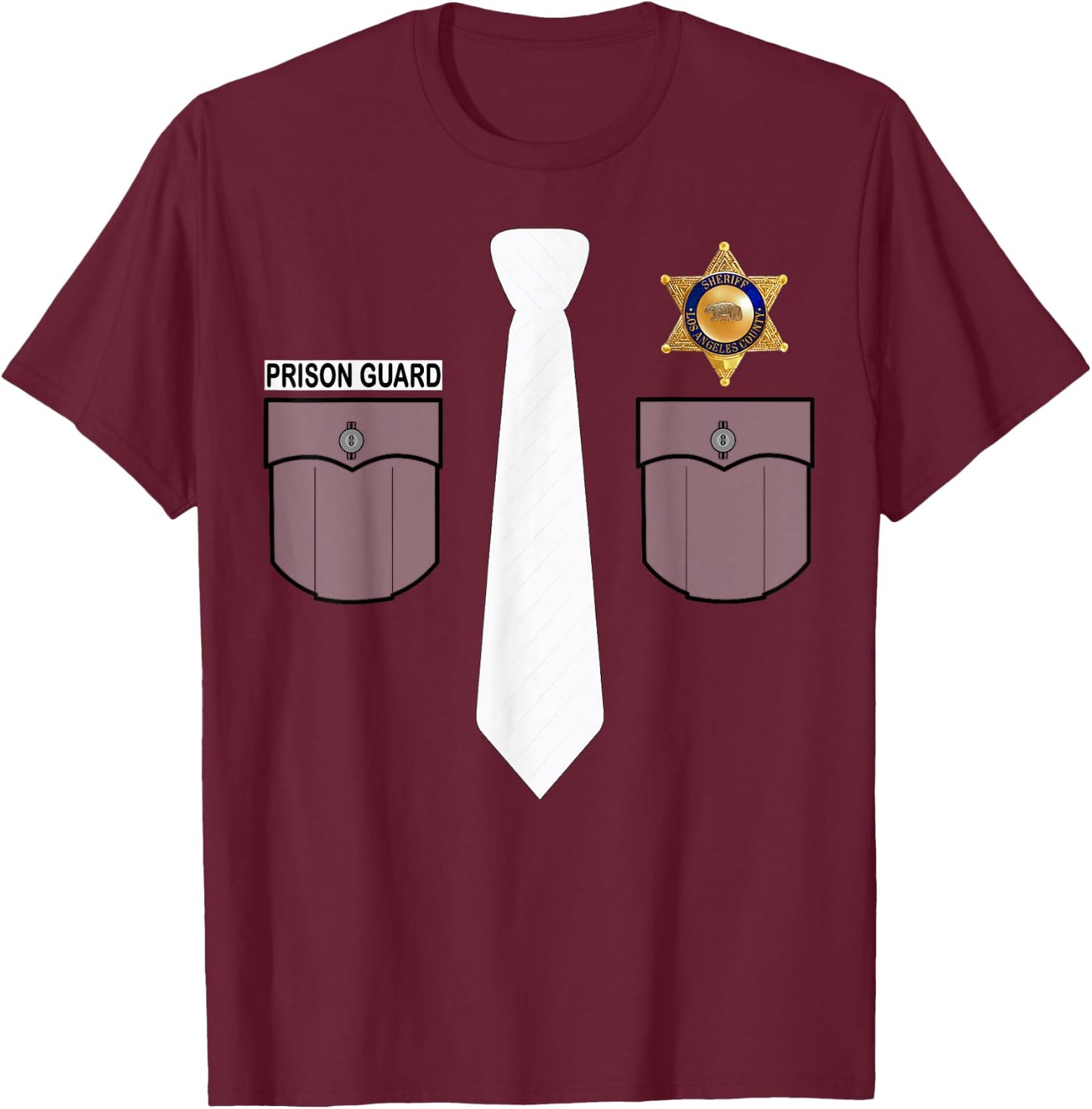 Prison Guard Correctional Officer Police Costume Funny T-Shirt - T-Shirt | Maroon