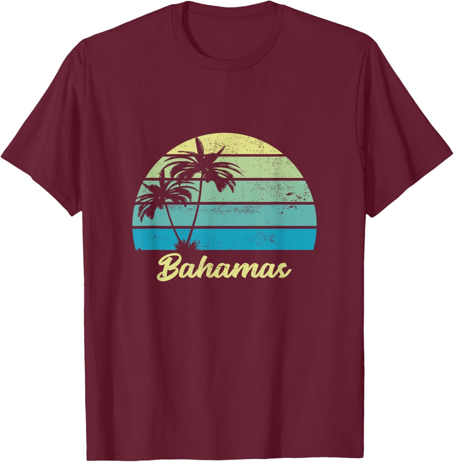 Bahamas Souvenir T Shirt Vacation Vintage Palm T-Shirt - T-Shirt | Maroon