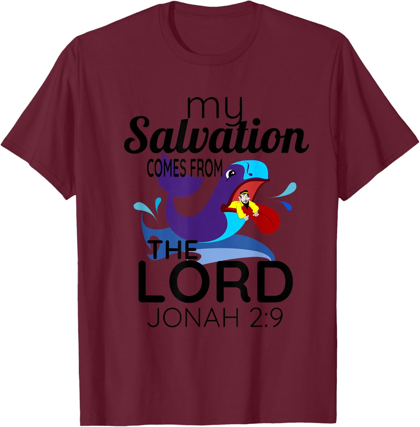 Christian Faith Bible Scripture Verse Jonah Whale T Shirt T-Shirt - T-Shirt | Maroon