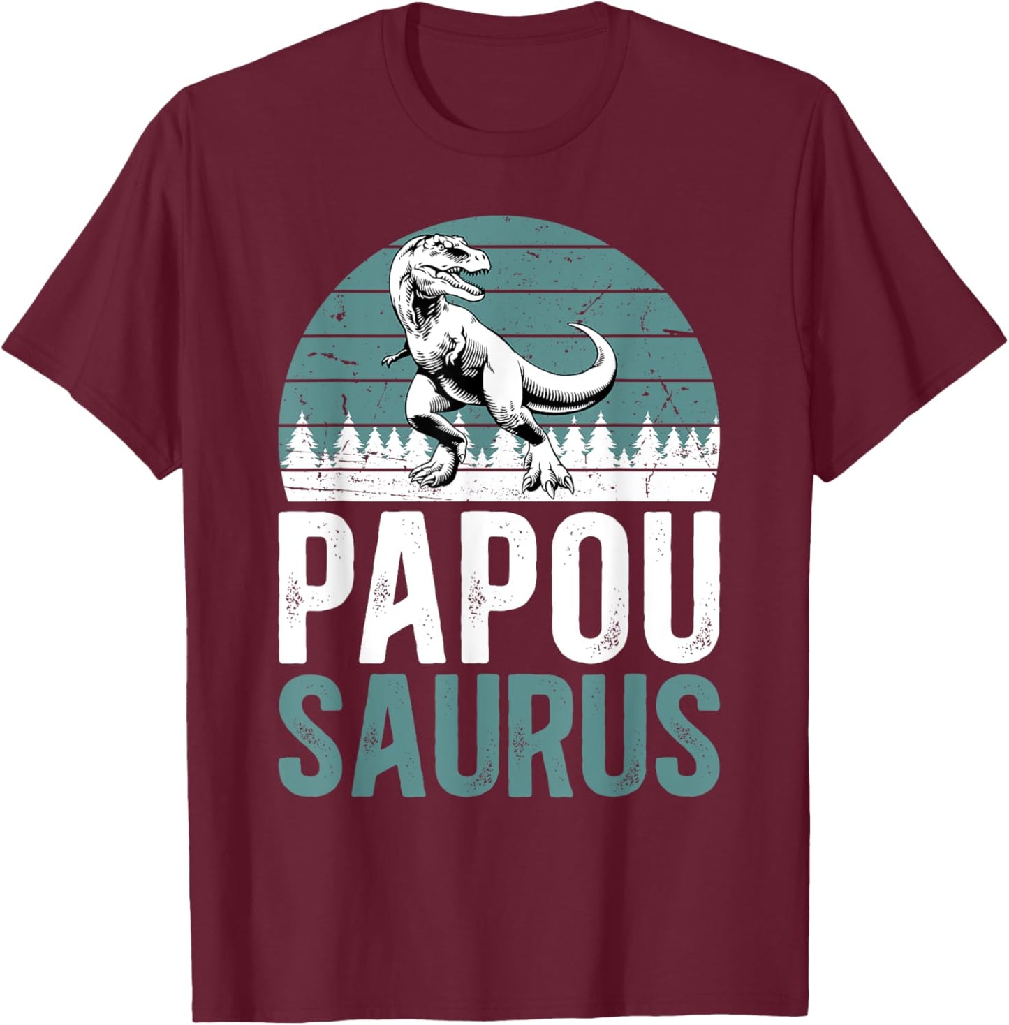Papousaurus Papou Grandpa Papou Grandfather T-Shirt - T-Shirt | Maroon