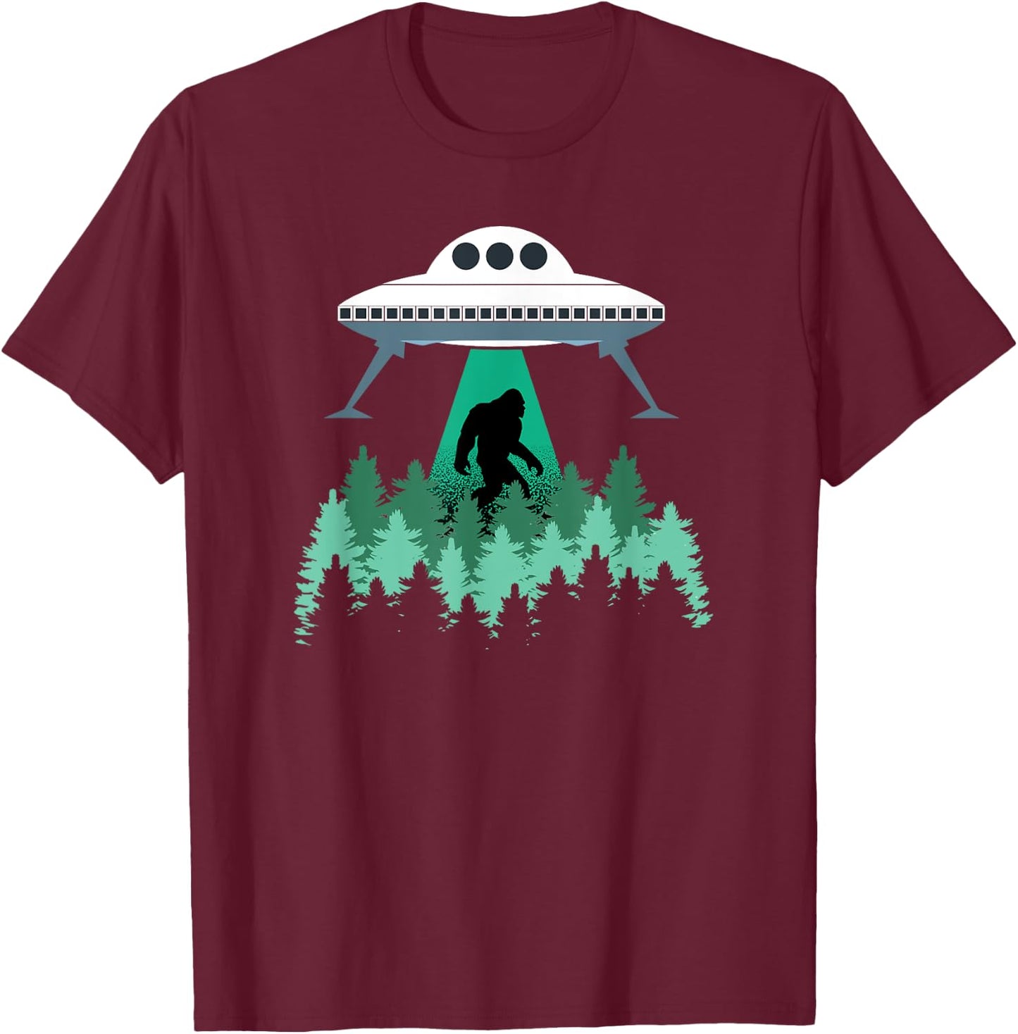 Bigfoot UFO Shirt Abduction Alien Conspiracy Gift T-Shirt - T-Shirt | Maroon