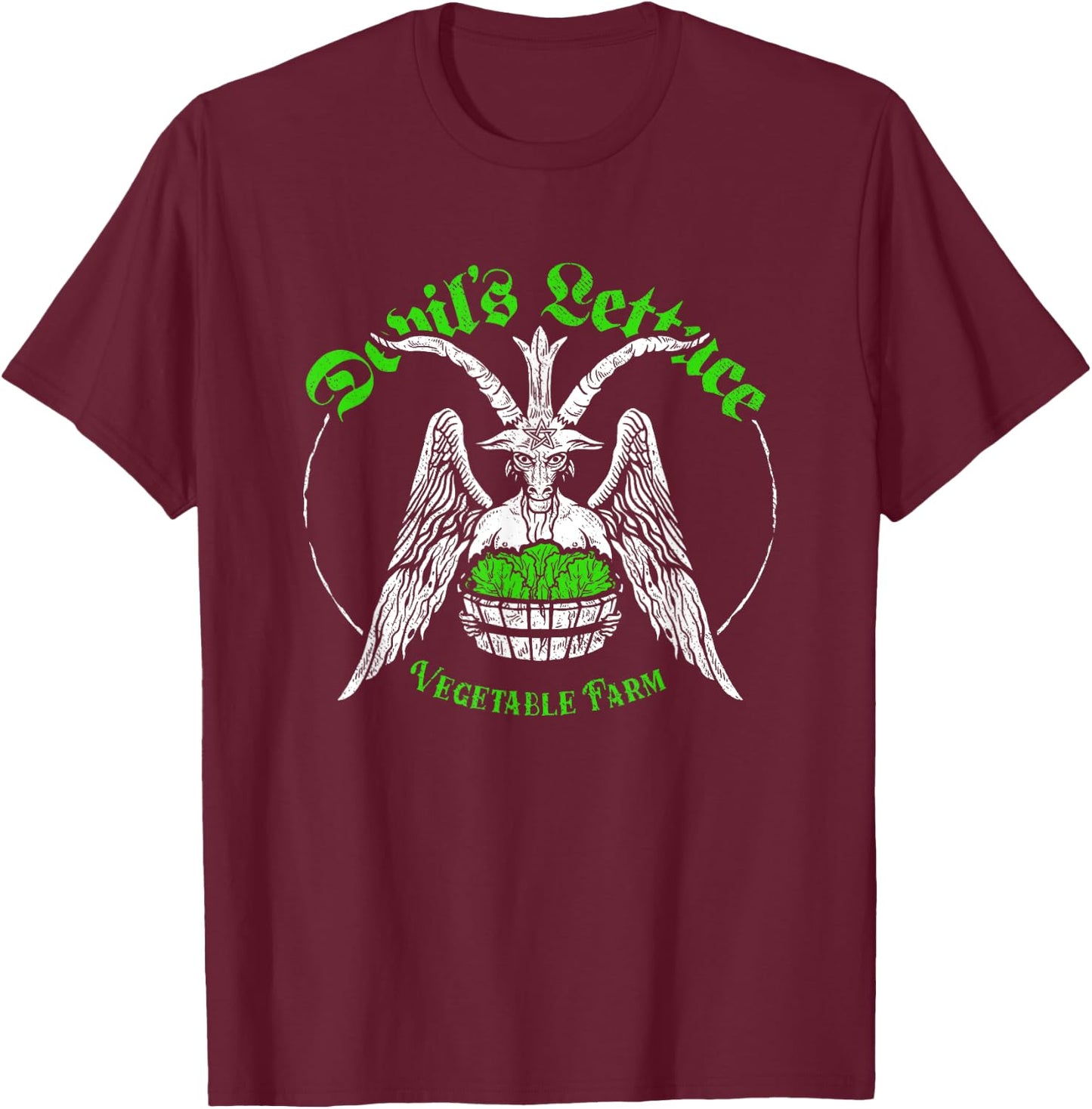 The Devils Lettuce Vegetable Farm - Dank Meme Funny T-Shirt - T-Shirt | Maroon