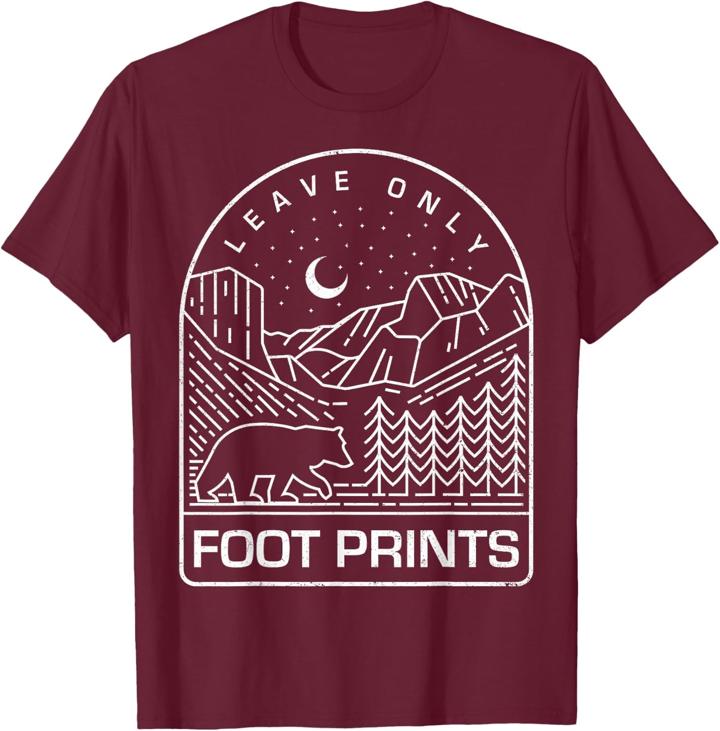 Leave Only Foot Prints Nature and National Park T-Shirt - T-Shirt | Maroon
