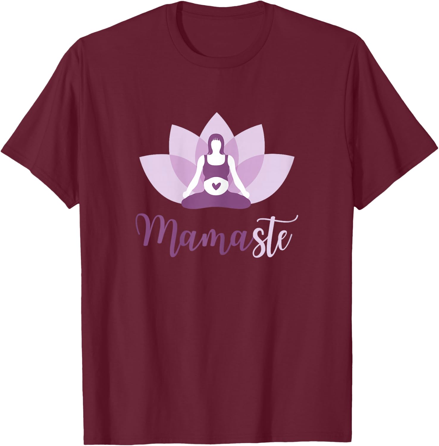 Yoga Pregnant Mum | Namaste Mamaste for Mother T-Shirt - T-Shirt | Maroon