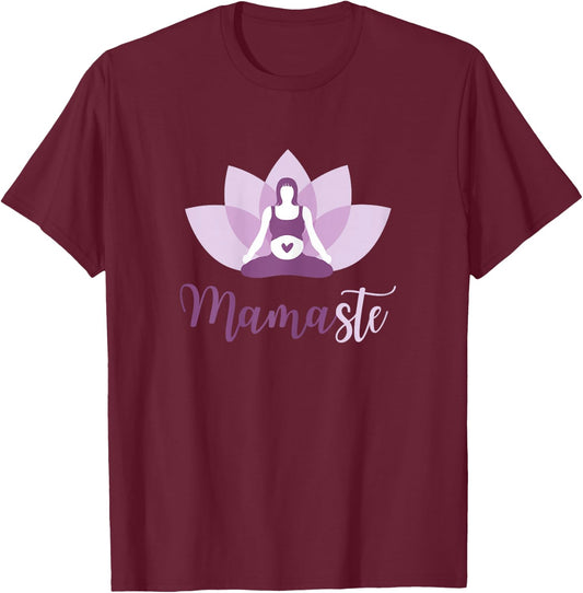 Yoga Pregnant Mum | Namaste Mamaste for Mother T-Shirt - T-Shirt | Maroon