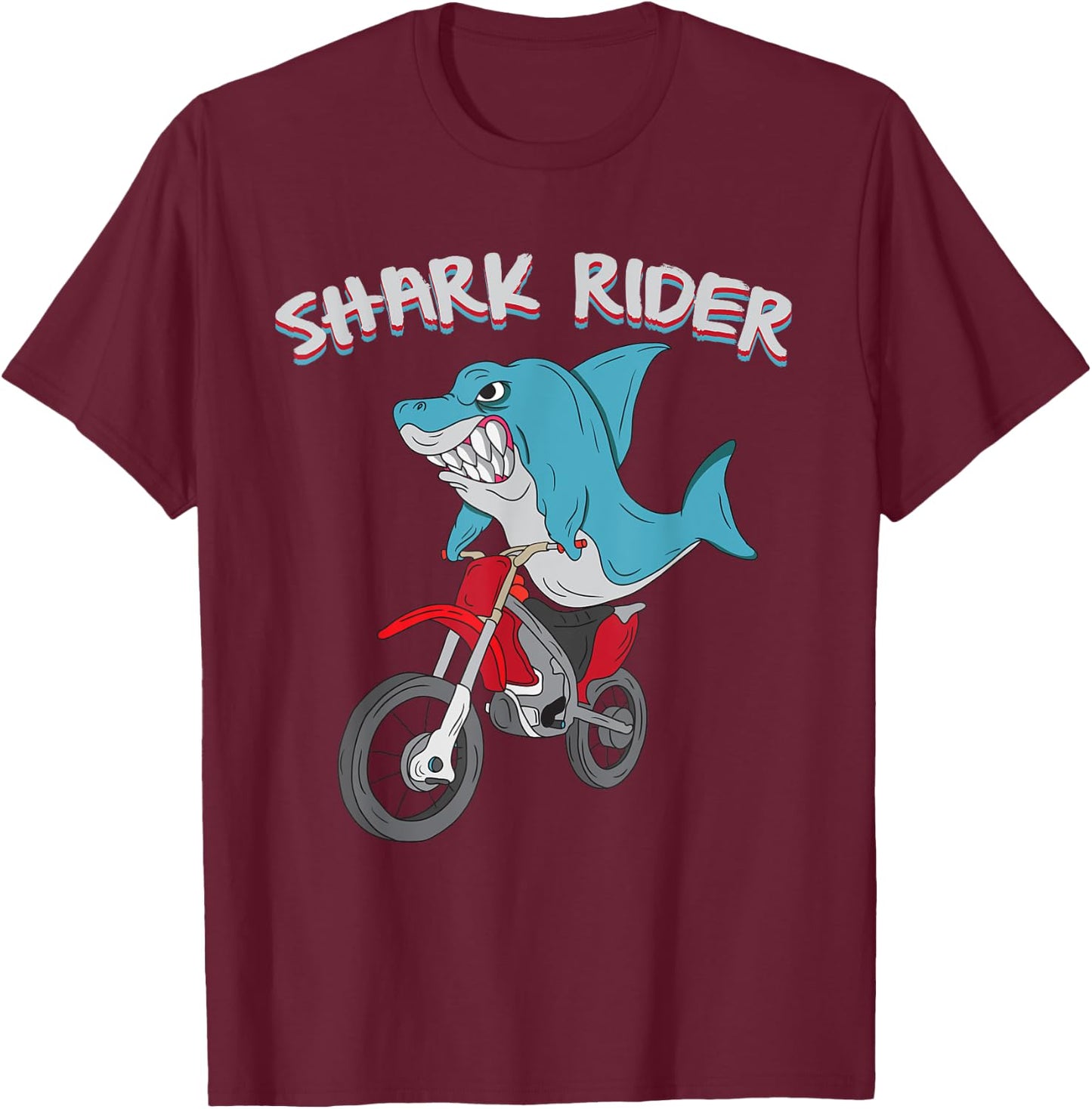 Shark Rider Funny Motorbike Motorcycle sharky T-Shirt - T-Shirt | Maroon