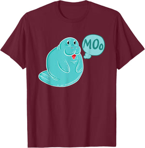 Manatee Sea Cow Moo Funny Manatee Shirt Animal Gift T-Shirt - T-Shirt | Maroon