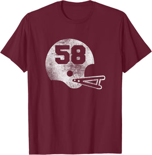 Vintage Football Jersey Number 58 Player Number T-Shirt - T-Shirt | Maroon