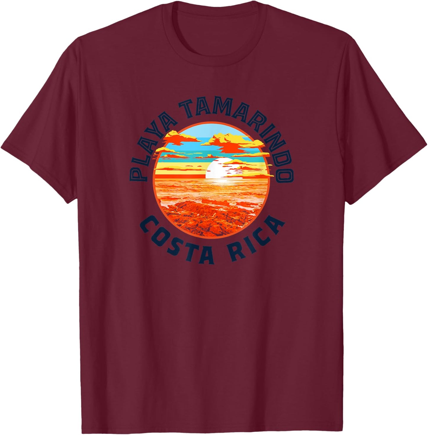 Playa Tamarindo Vintage Costa Rica Surf Style Graphic T-Shirt - T-Shirt | Maroon