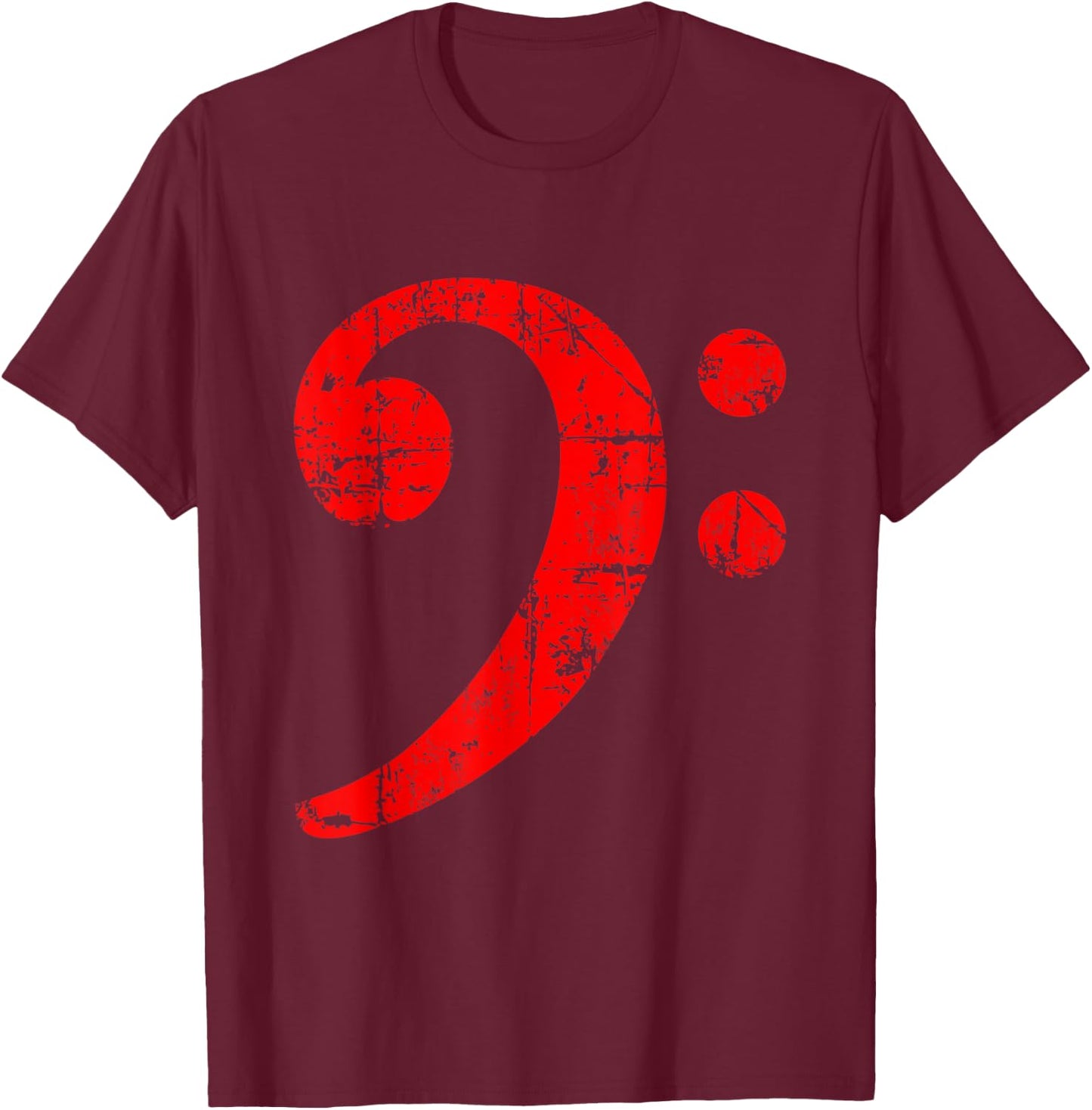 Bass Clef (Vintage Red) Bass Players T-Shirt - T-Shirt | Maroon