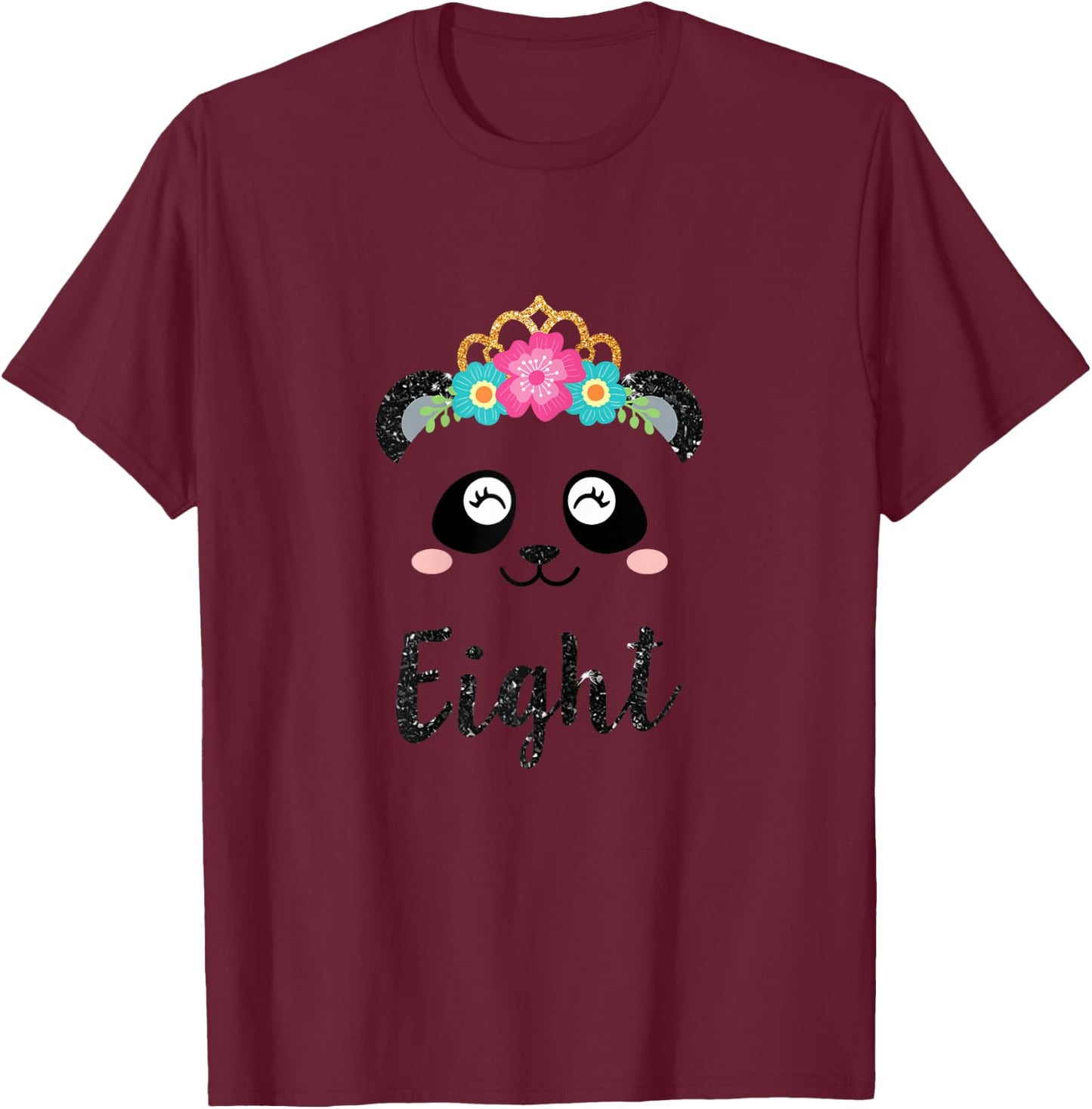 Panda Girl 8th Birthday Outfit, Kids Eighth Birthday Shirt T-Shirt - T-Shirt | Maroon