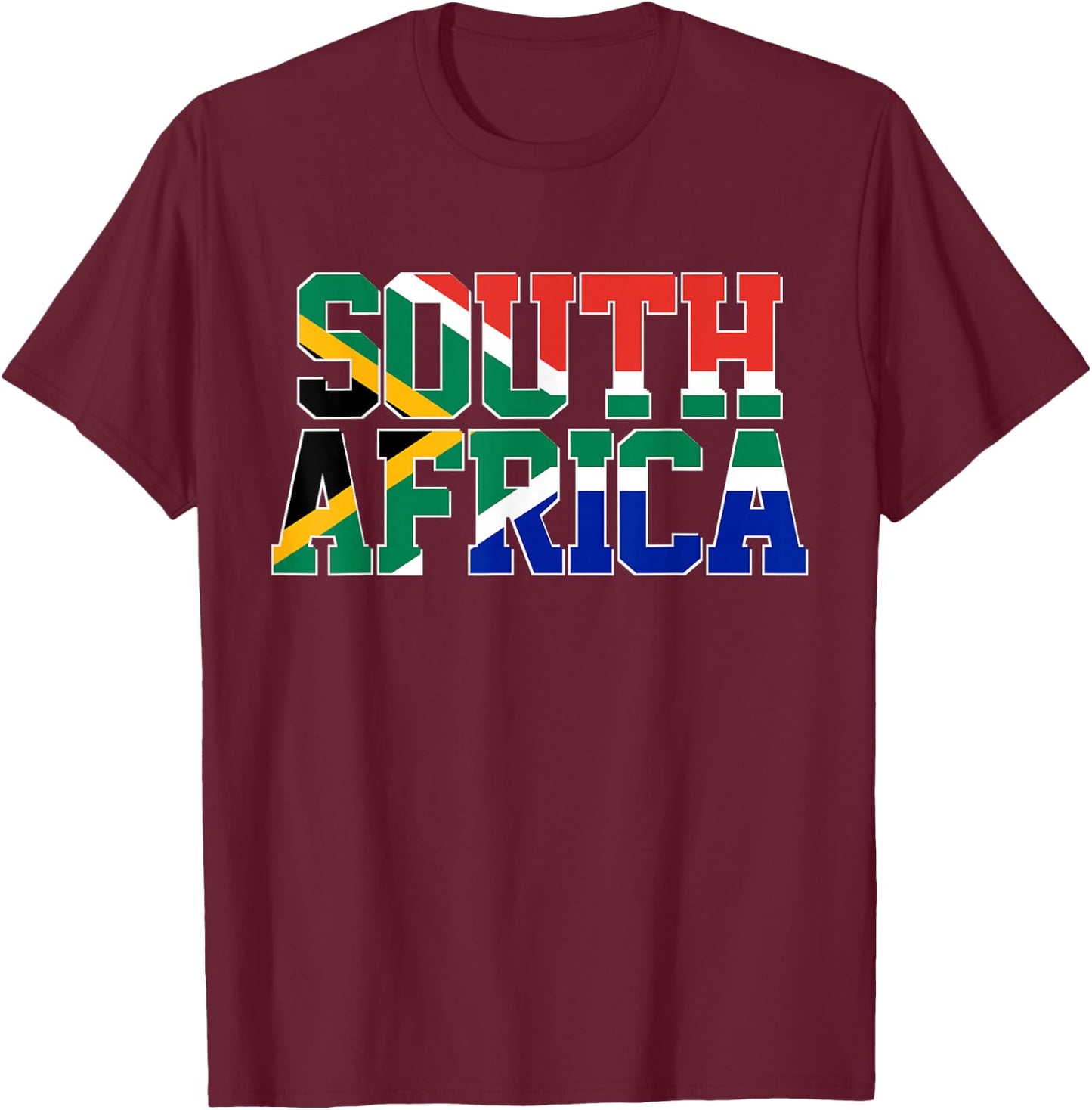 South Africa T Shirt African Country Flag Gift Patriotic T-Shirt - T-Shirt | Maroon