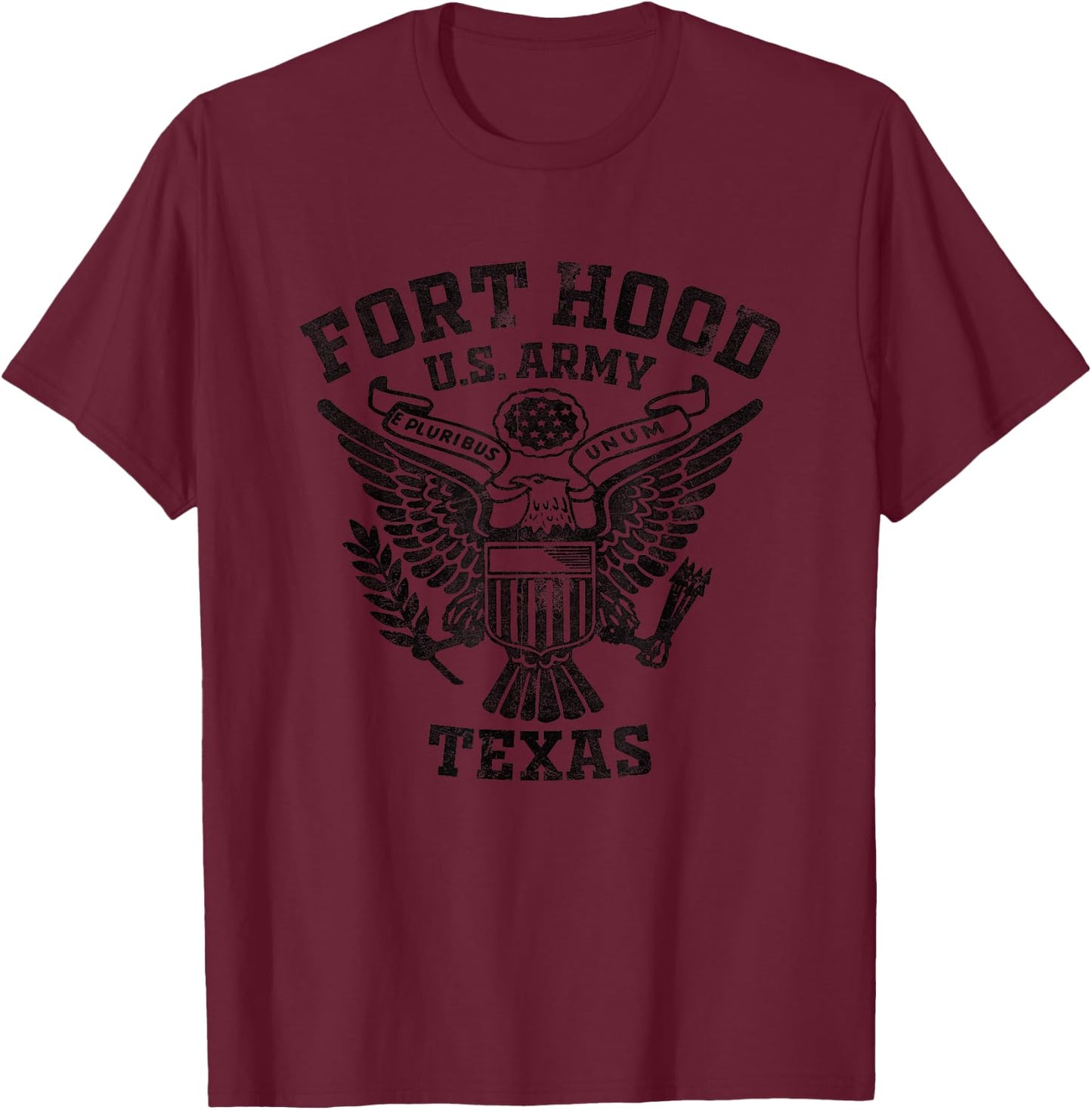 Fort Hood US Military Base Texas TX Ft Hood Veteran Vintage T-Shirt - T-Shirt | Maroon
