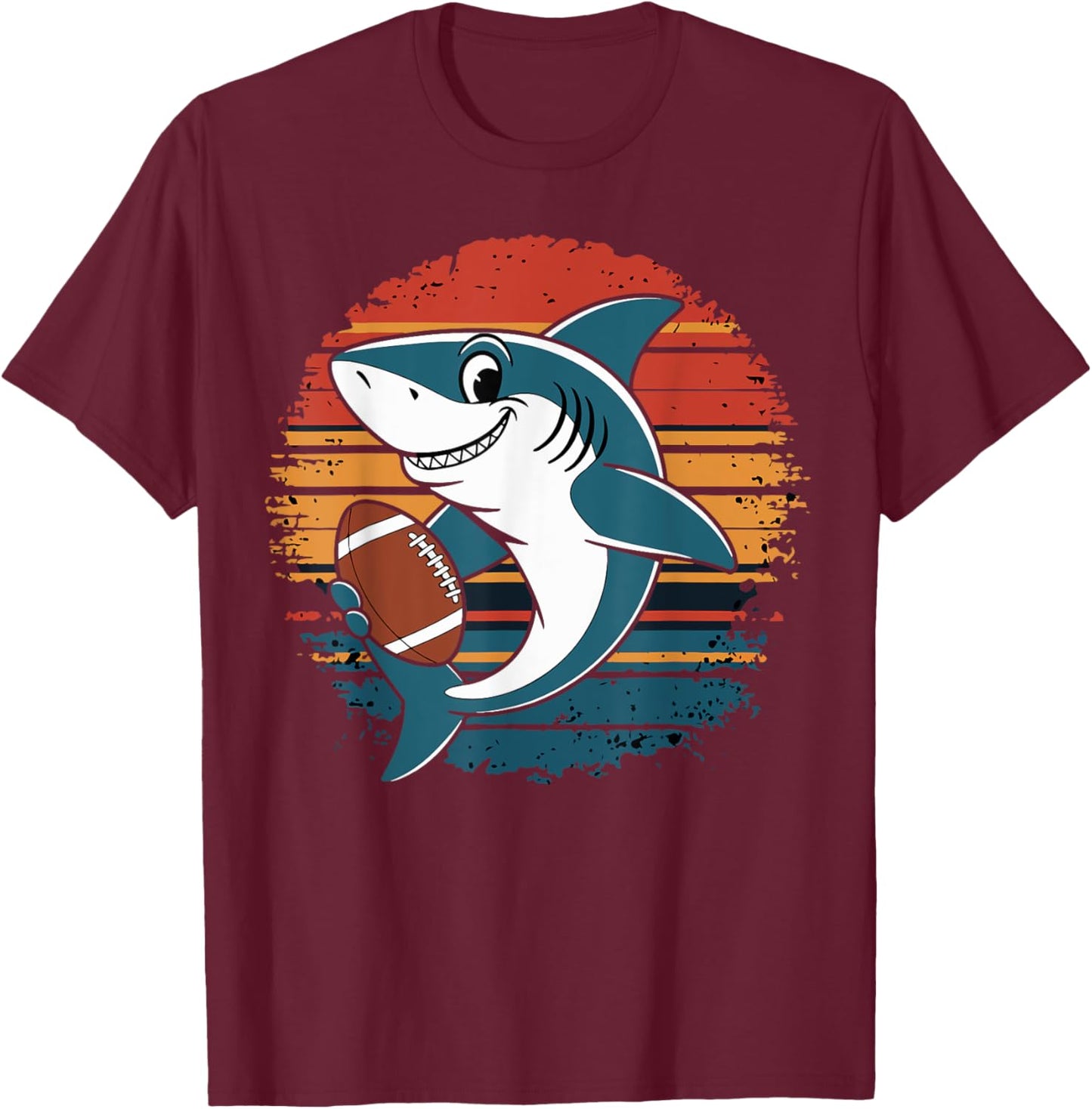 shark Playing American Football retro vintage shark lovers T-Shirt - T-Shirt | Maroon