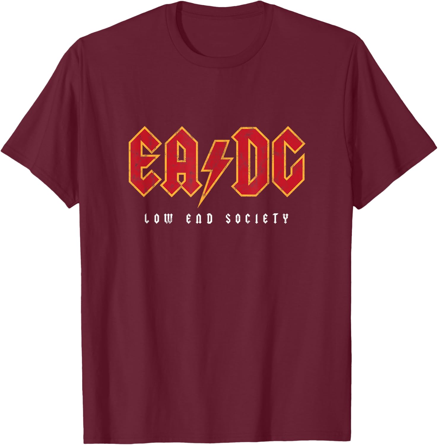 Low End Society Bass Player's Bass Guitar EADG Strings T-Shirt - T-Shirt | Maroon