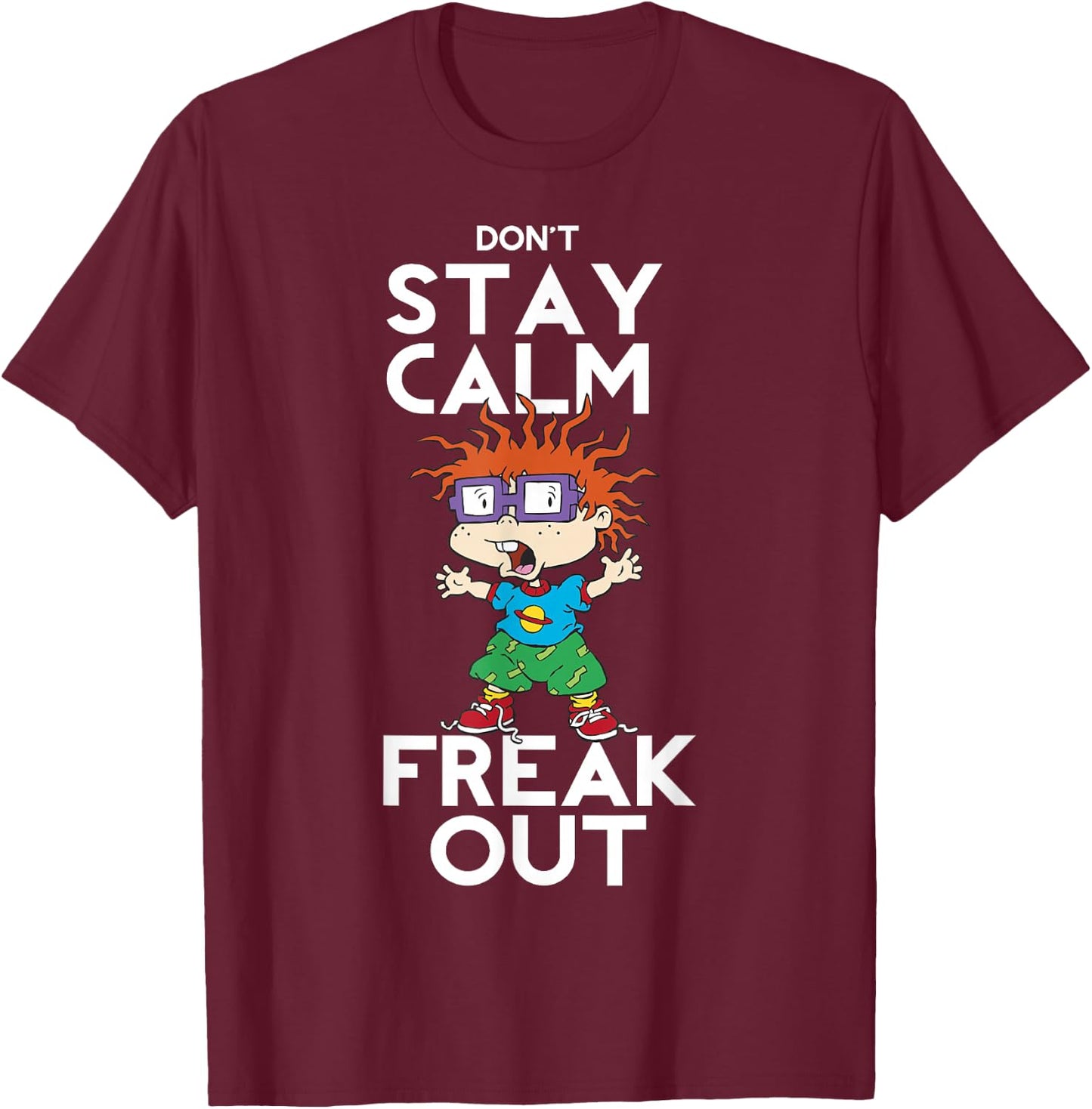Rugrats Chuckie Don't Stay Calm Freak Out Graphic T-Shirt - T-Shirt | Maroon