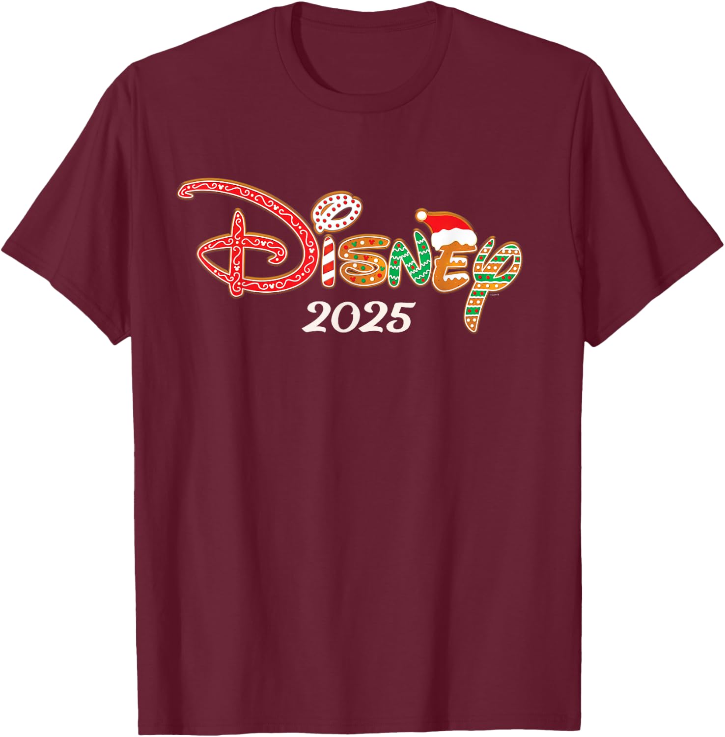 Disney Holiday Christmas Vacation Trip Gingerbread Logo 2025 T-Shirt - T-Shirt | Maroon