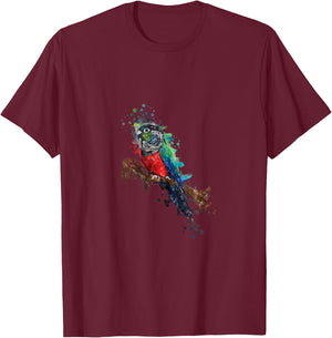 Watercolor Crimson Bellied Conure T-Shirt - T-Shirt | Maroon