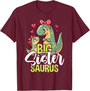 Big Sistersaurus Sister Dinosaur Baby Mother's Day T-Shirt - T-Shirt | Maroon