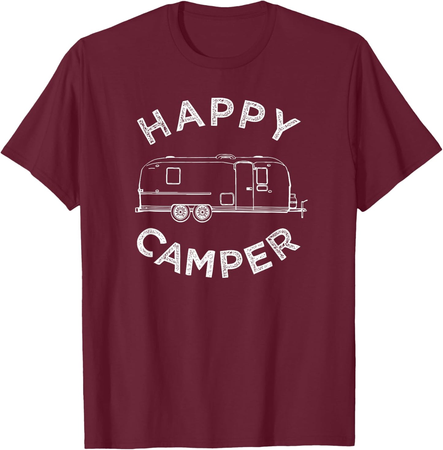 Happy Trailer Camper , Retro Camping Caravan T-Shirt - T-Shirt | Maroon