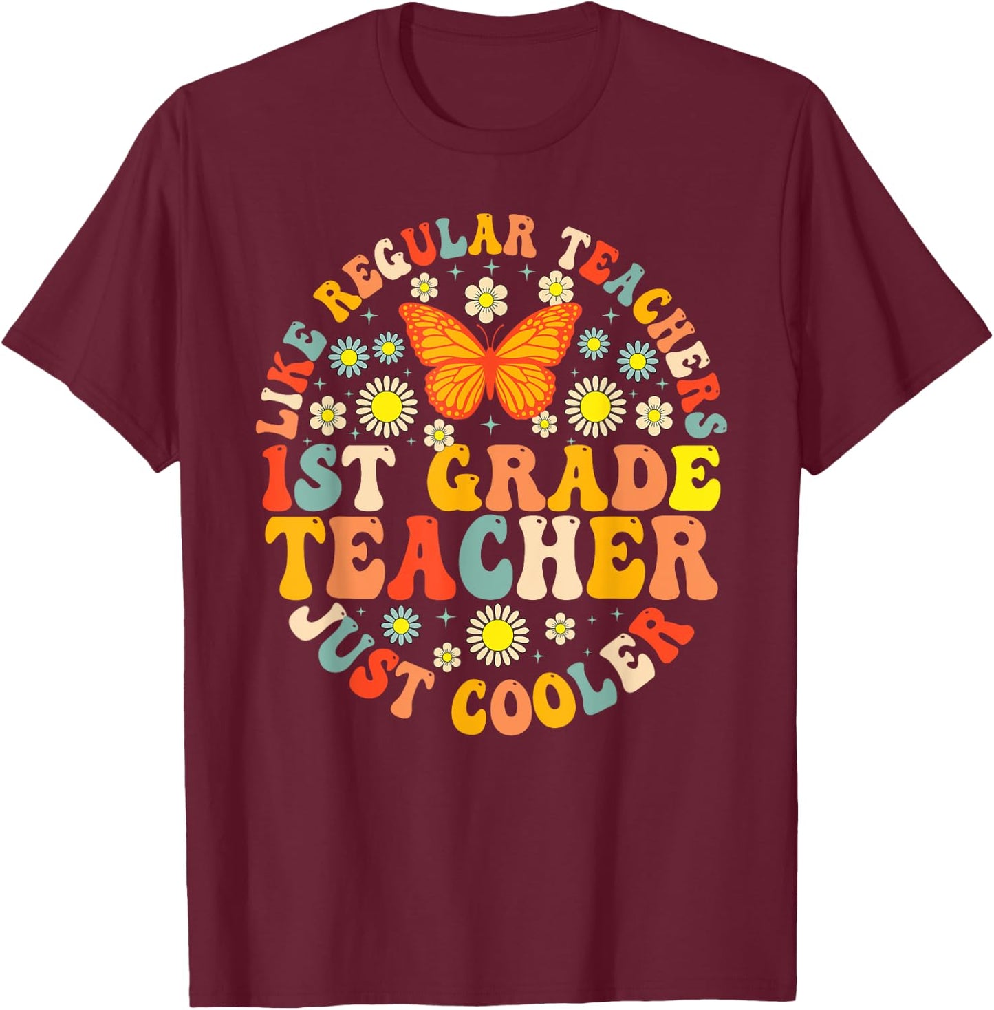1st Grade Teacher Like A Normal Teacher But Much Cooler T-Shirt - T-Shirt | Maroon