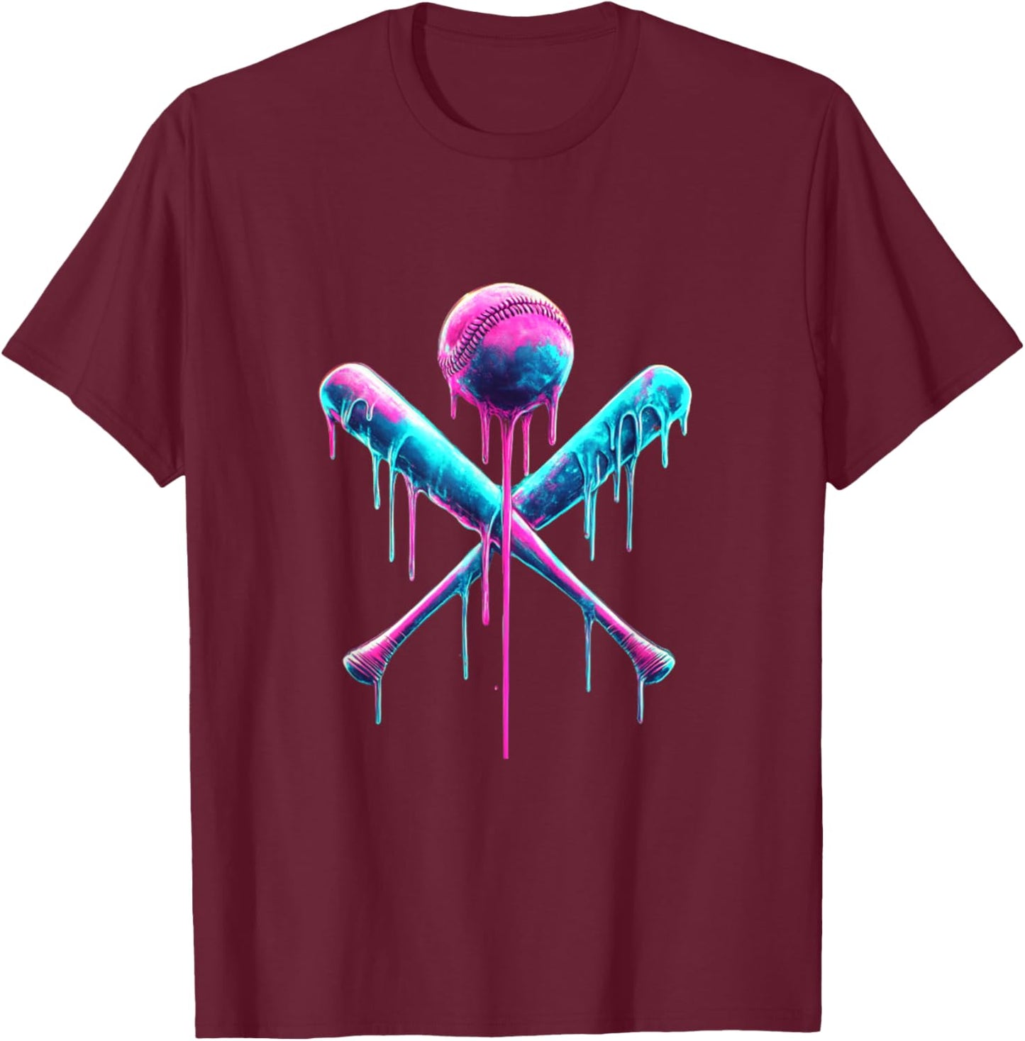 Baseball Bat with Sprinkles Drip T-Shirt - T-Shirt | Maroon