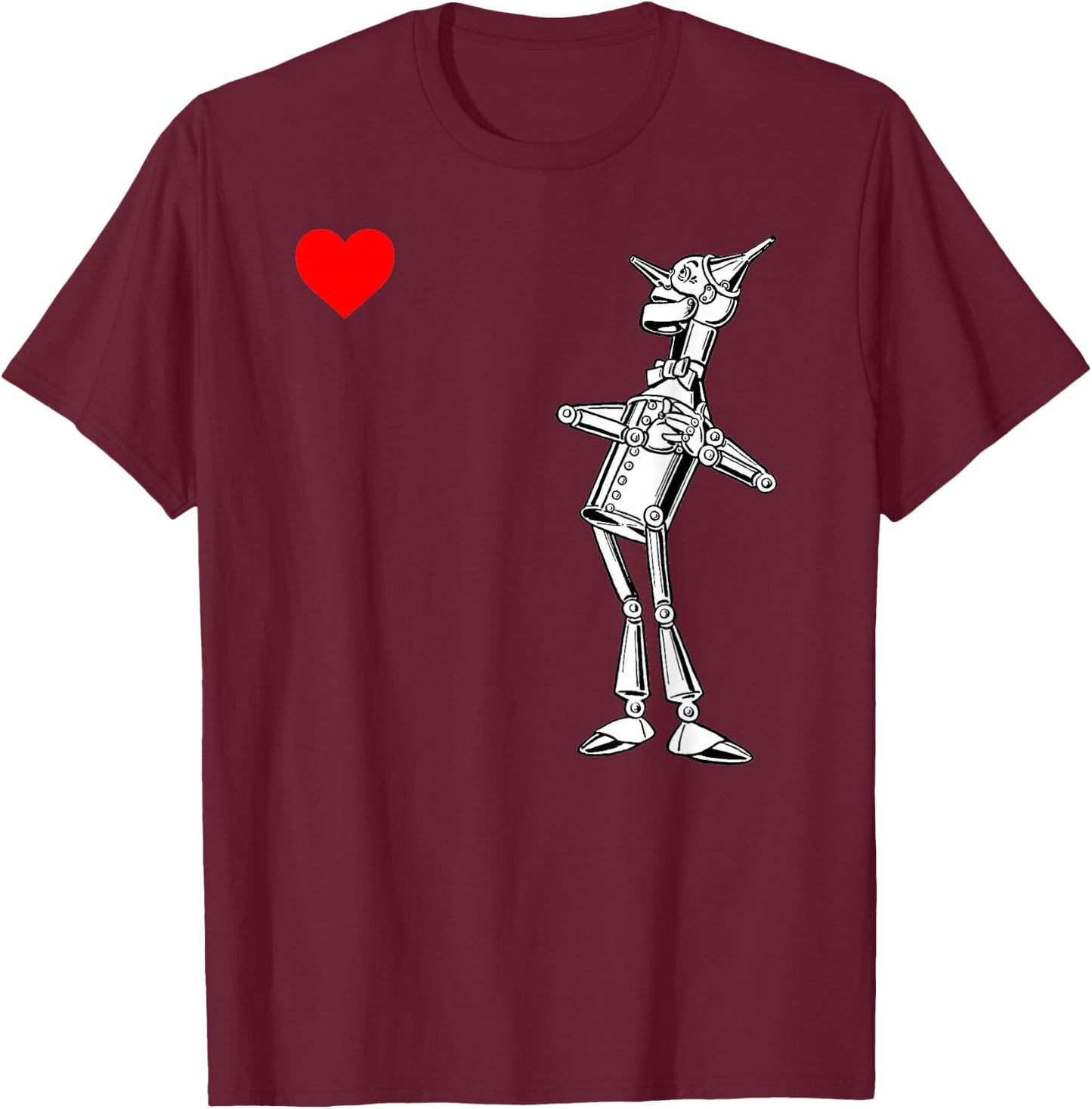 Classic Retro Wonderful Wizard of OZ Gifts Tin Man Heart T-Shirt - T-Shirt | Maroon