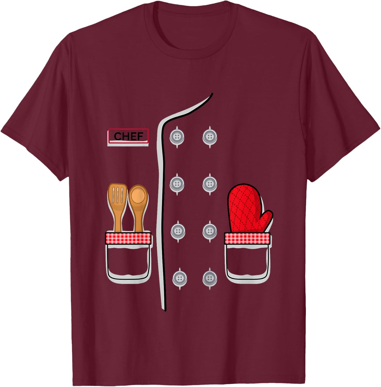 Kids Chef Costume for Kids Easy Halloween Outfit- Pro Cook Chef T-Shirt - T-Shirt | Maroon