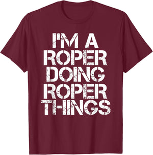 ROPER Funny Surname Family Tree Birthday Reunion Gift T-Shirt - T-Shirt | Maroon