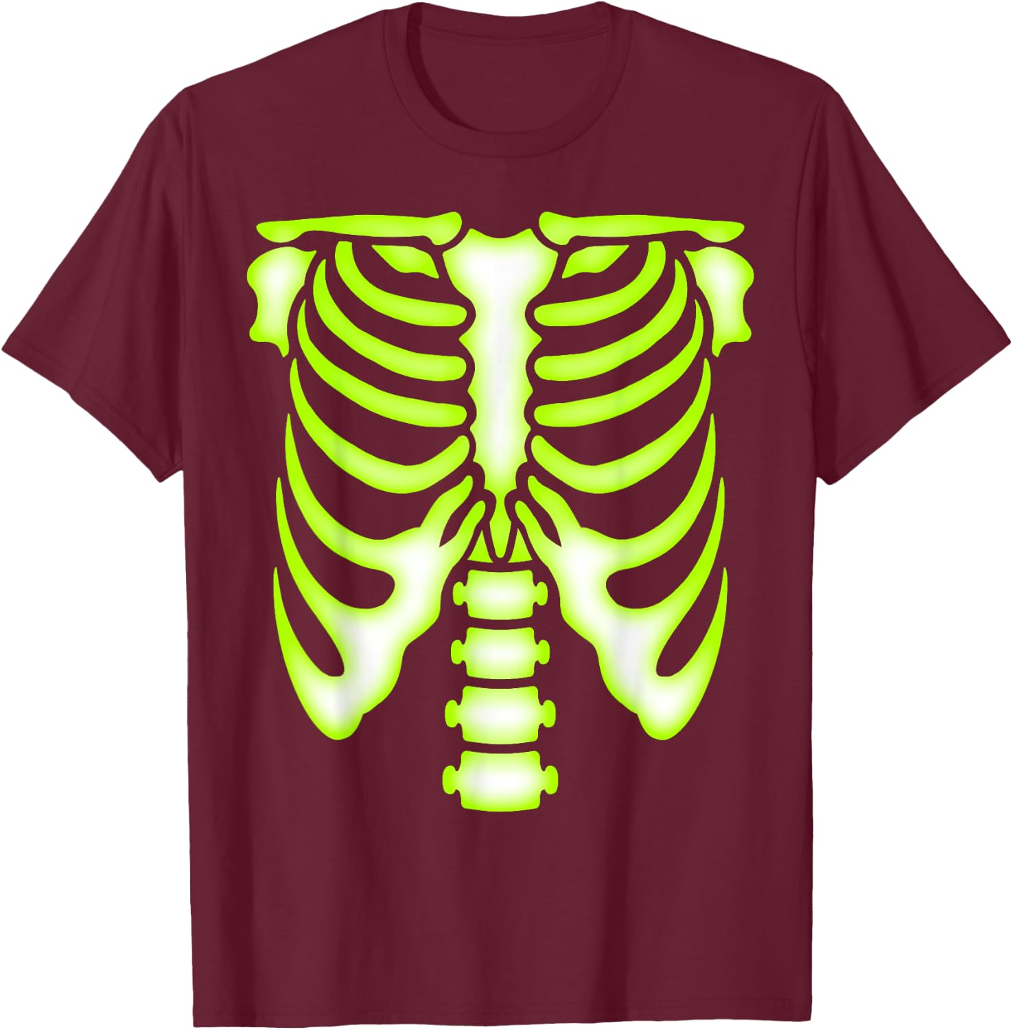 Skeleton Green Ribcage - Bones Halloween Costume T-Shirt - T-Shirt | Maroon