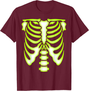Skeleton Green Ribcage - Bones Halloween Costume T-Shirt - T-Shirt | Maroon