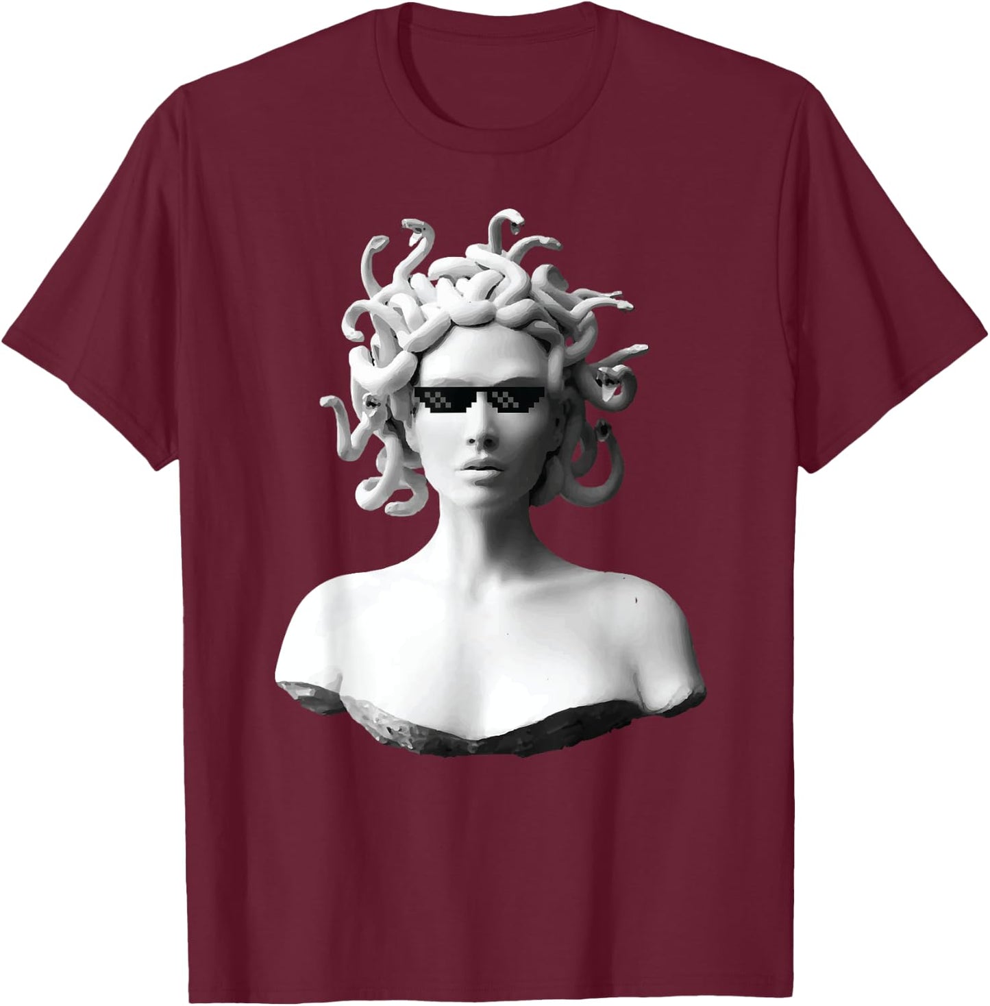 Medusa Head Portrait Greek Mythology Gorgon Monster T Shirt T-Shirt - T-Shirt | Maroon