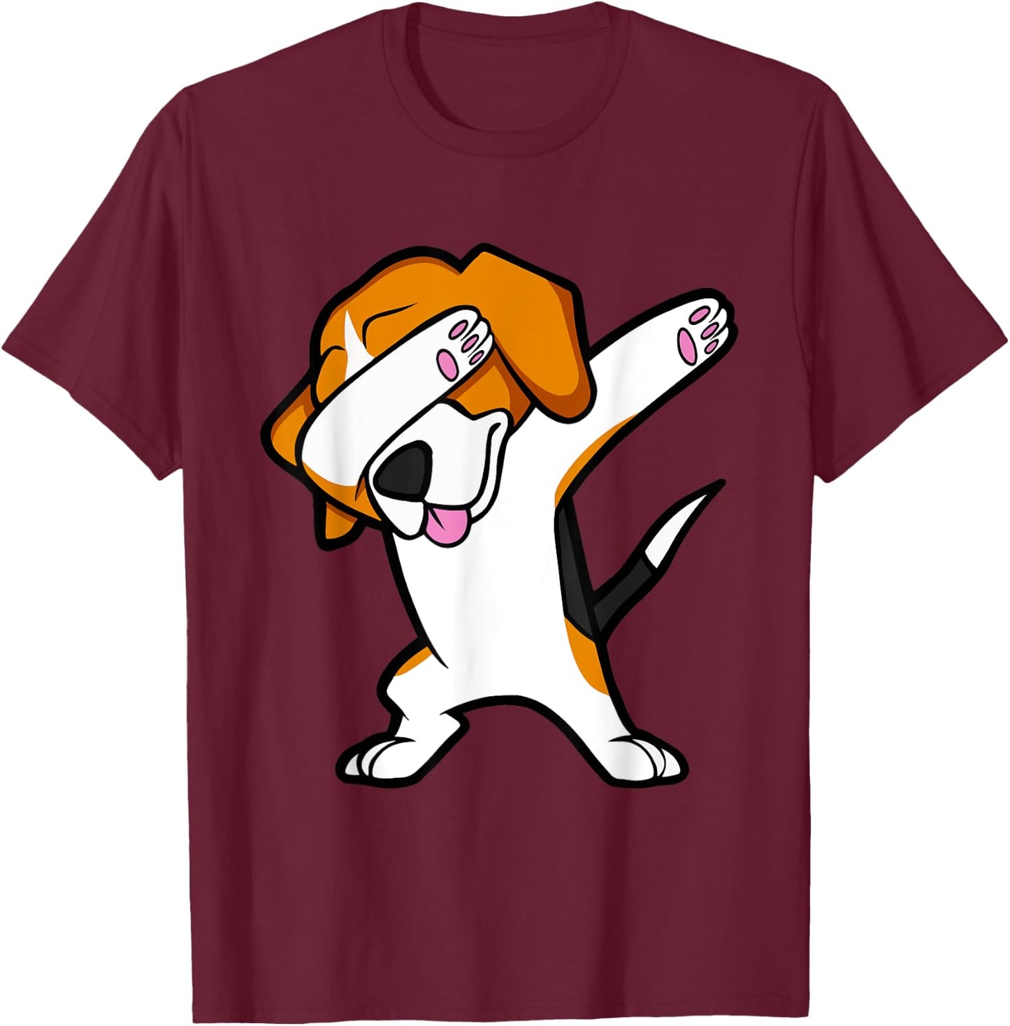 Funny Dabbing Beagle Hip Hop Dance Dab Dog Shirt Men Women Girls Kids T-Shirt - T-Shirt | Maroon