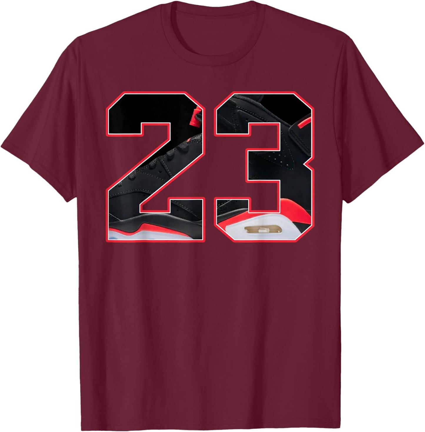 Black Infrared 6s Outfits Matching Number 23 T-Shirt - T-Shirt | Maroon