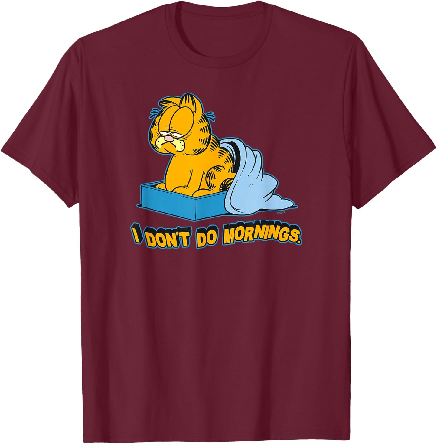 Garfield I Dont Do Mornings Small T-Shirt - T-Shirt | Maroon