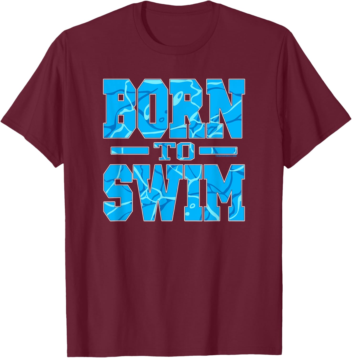 Born To Swim Water Pattern Athletic Swimming T-Shirt - T-Shirt | Maroon