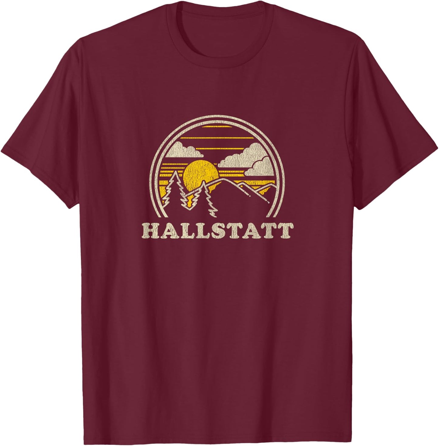 Hallstatt Austria T Shirt Vintage Hiking Mountains T-Shirt - T-Shirt | Maroon