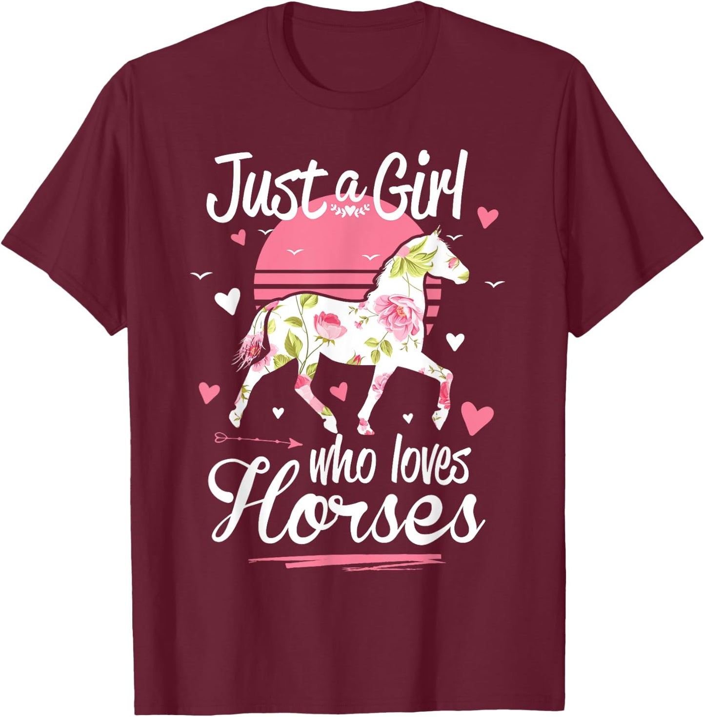 Just A Girl Who Loves Horses Shirt Vintage T-Shirt - T-Shirt | Maroon
