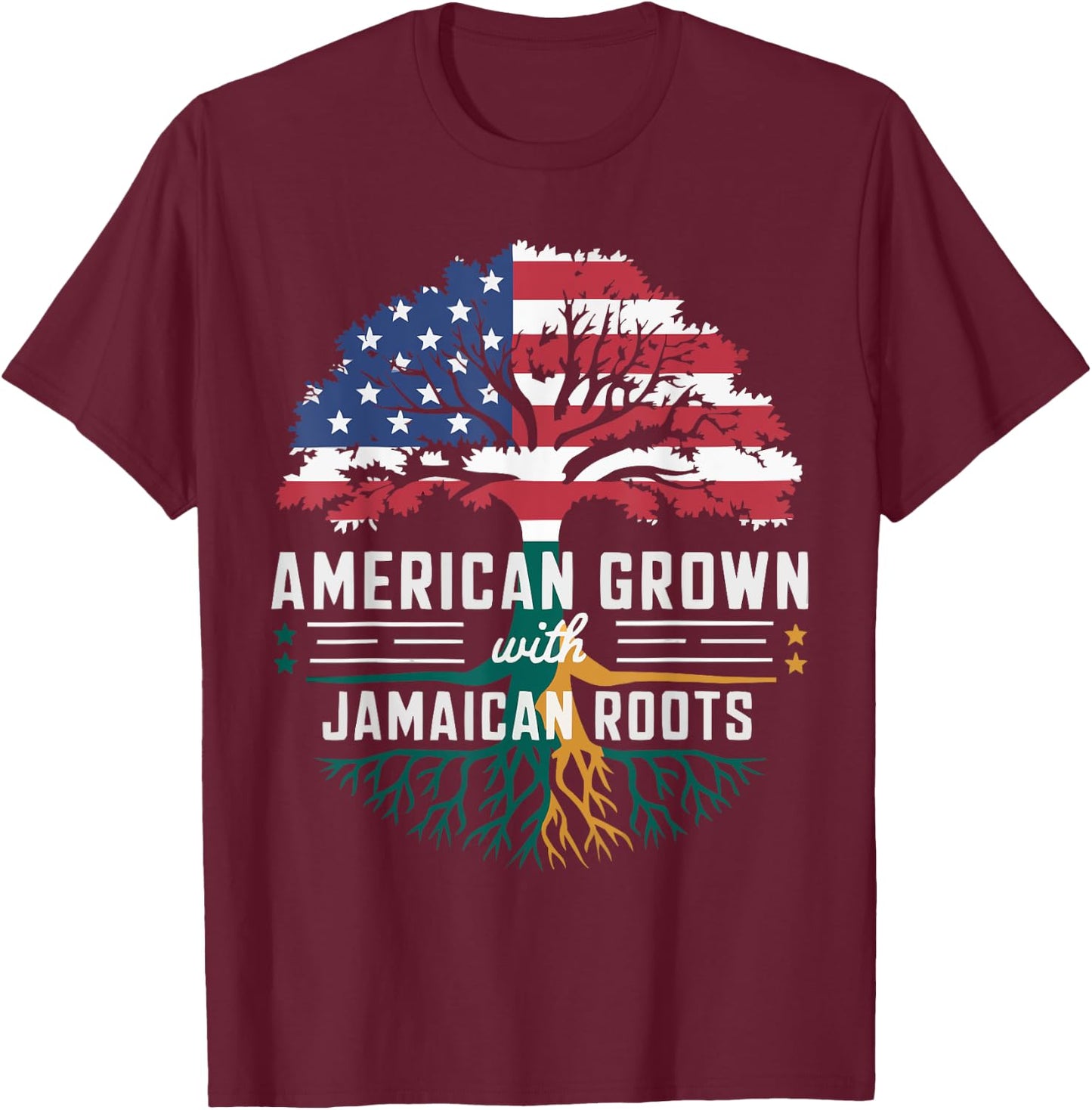 Half American Half Jamaican USA Flag Jamaica America T-Shirt - T-Shirt | Maroon