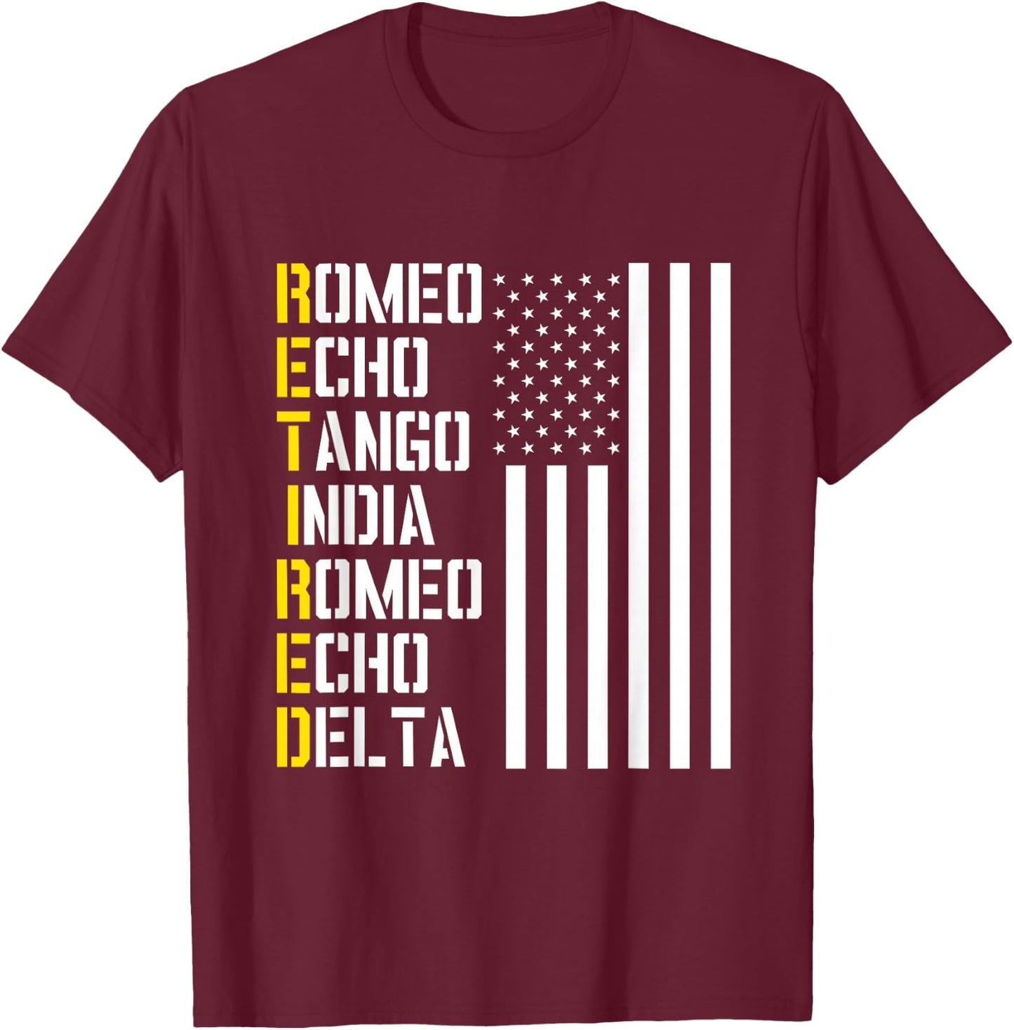 Military, Police, Pilot Retirement Design Phonetic Alphabet T-Shirt - T-Shirt | Maroon
